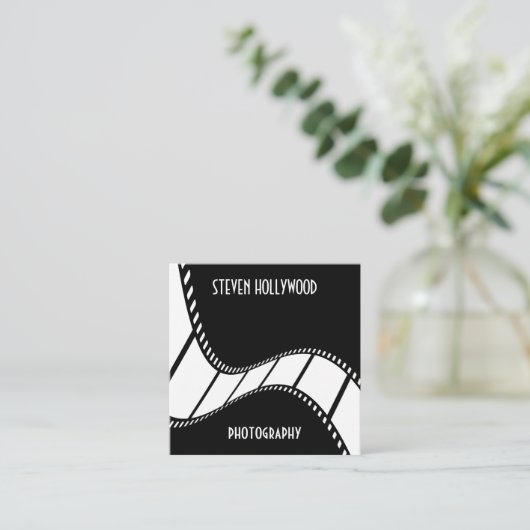 フィルムストリップシネマムービーリールプロフェッショナルテンプレート スクエア名刺 (スタンド正面)