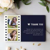 フィルムストリップフォトコラージュ卒業ブルーありがとう サンキューカード