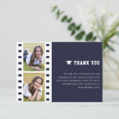 フィルムストリップフォトコラージュ卒業ブルーありがとう サンキューカード