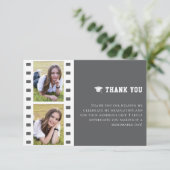 フィルムストリップフォトコラージュ卒業 | グレー サンキューカード (スタンド正面)