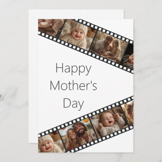 フィルムストリップフォトマザーズデイカード 招待状 (正面/裏面)