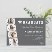 フィルムストリップフォーフォトコラージオープンハウス | グレー 招待状 (スタンド正面)