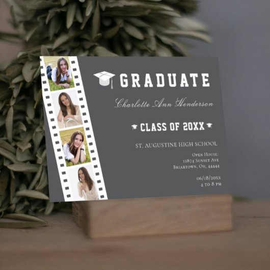 フィルムストリップフォーフォトコラージオープンハウス | グレー 招待状