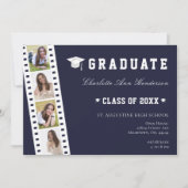 フィルムストリップフォーフォトコラージオープンハウス | ブルー 招待状 (正面)