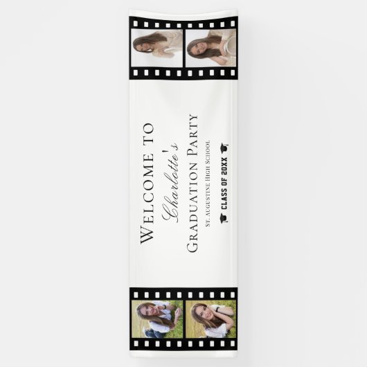 フィルムストリップフォーフォトコラージュ卒業へようこそ 横断幕 (縦)