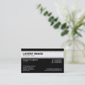 フィルムストリップヘッダー – 白(金ゴールド) 名刺 (スタンド正面)