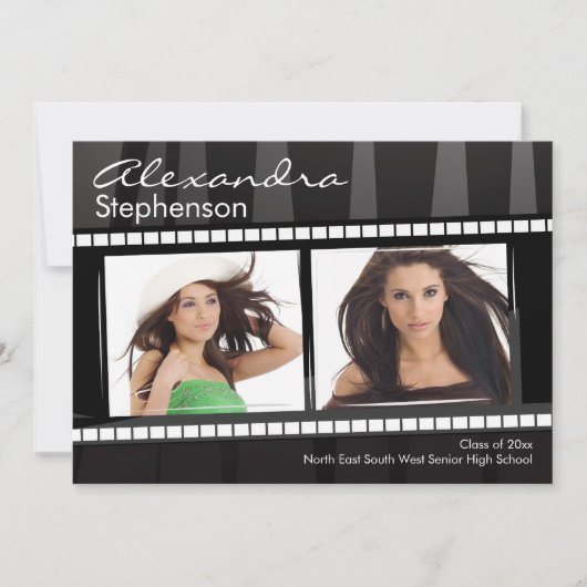 フィルムストリップ卒業2 – 写真 招待状 (正面)