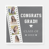 フィルムストリップ4フォトコラージュ卒業 | グレー スタンダードランチョンナプキン (正面)