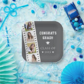 フィルムストリップ4フォトコラージュ卒業 | グレー ペーパープレート (パーティー)