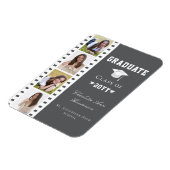 フィルムストリップ4フォトコラージュ卒業 | グレー マグネット (左側)