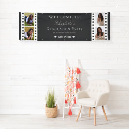 フィルムストリップ4フォトコラージュ卒業 | グレー 横断幕