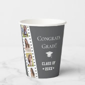 フィルムストリップ4フォトコラージュ卒業 | グレー 紙コップ (裏面)