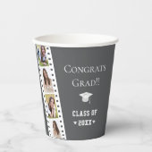 フィルムストリップ4フォトコラージュ卒業 | グレー 紙コップ (正面)