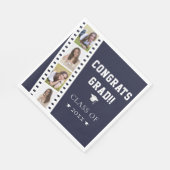 フィルムストリップ4フォトコラージュ卒業 | ブルー スタンダードランチョンナプキン (角)