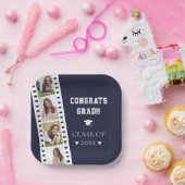 フィルムストリップ4フォトコラージュ卒業 | ブルー ペーパープレート (パーティー)