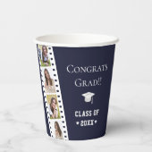 フィルムストリップ4フォトコラージュ卒業 | ブルー 紙コップ (裏面)