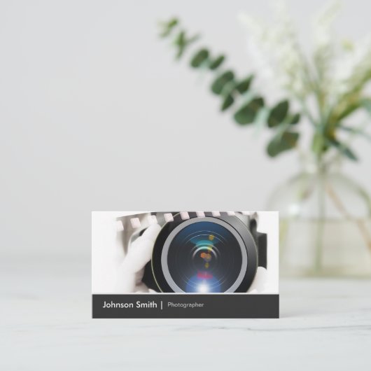 フィルムテレビフォトグラファー撮影カメラレンズ 名刺 (スタンド正面)