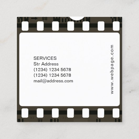 フィルムテープのネガティブフレーム スクエア名刺 (裏面)