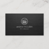 フィルムディレクタークラッパーボードアイコンダークブラシ仕上げメタル 名刺 (正面)
