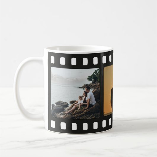 フィルムパーソナライズされた転が写真メモリ コーヒーマグカップ (左)