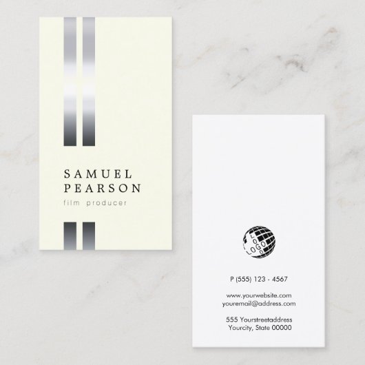 フィルムプロデューサーフェイクダブルシルバーストライプ 名刺 (正面/裏面)