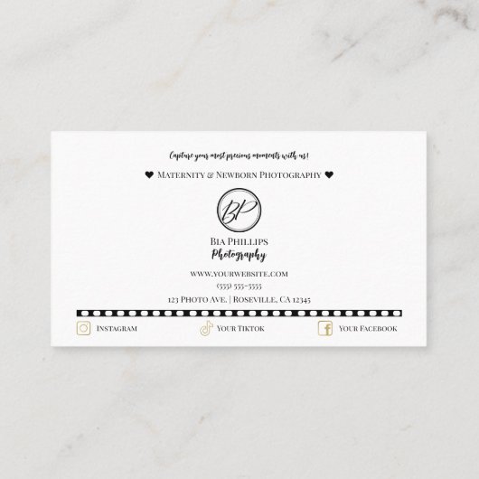 フィルムミニマルストリップ生まれたばかりの撮影 名刺 (裏面)