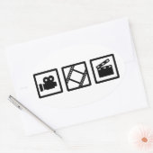 フィルムムービーのリールクラッパーカメラ 楕円形シール (封筒)