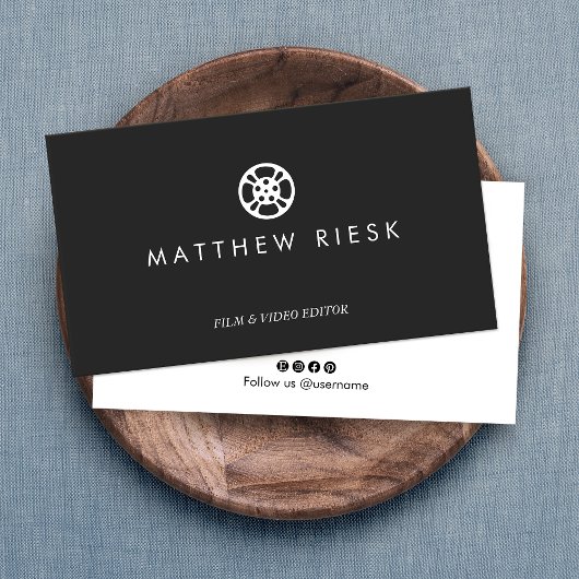 フィルムメーカーとビデオエディタフィルムリールのロゴ、 名刺
