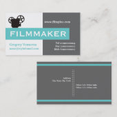 フィルムメーカー灰色、白、アクアアイキャッチ 名刺 (正面/裏面)