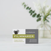 フィルムメーカー灰色、白、オリーブグリーンの目を引く 名刺 (スタンド正面)