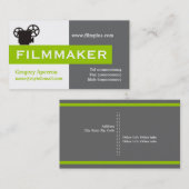 フィルムメーカー灰色、白、ライムグリーンの目を引く 名刺 (正面/裏面)