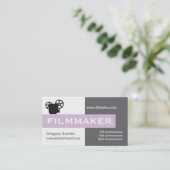 フィルムメーカー灰色、白、薄い紫 名刺 (スタンド正面)