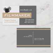 フィルムメーカー灰色、白、黄褐色の目を引く 名刺 (正面/裏面)