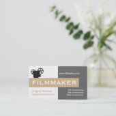 フィルムメーカー灰色、白、黄褐色の目を引く 名刺 (スタンド正面)