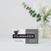 フィルムメーカー灰色、白、黒の目を引く 名刺 (スタンド正面)