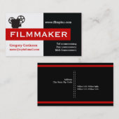 フィルムメーカー黒、白、赤い目を引く 名刺 (正面/裏面)