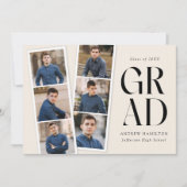 フィルムモダンストリップクリーム6写真卒業 案内状 (正面)