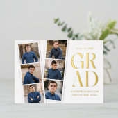 フィルムモダンストリップ金ゴールド6写真卒業 箔招待状 (立ち正面)