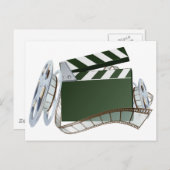 フィルムリールとクラッパーボードの背景 ポストカード (正面/裏面)