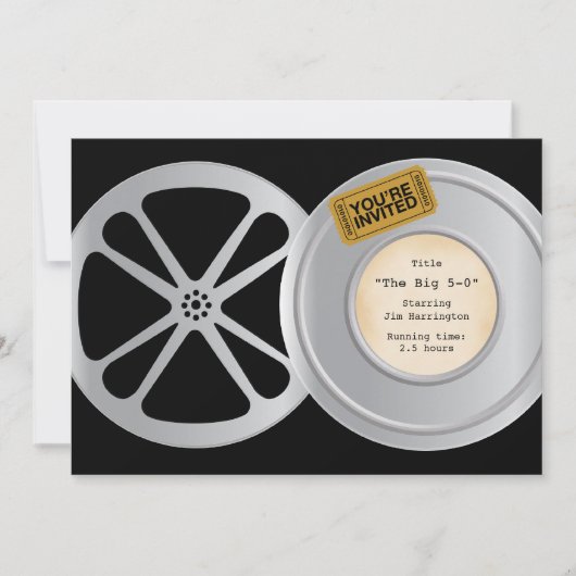 フィルムリール映画テーマ誕生日パーティーの招待 招待状 (正面)