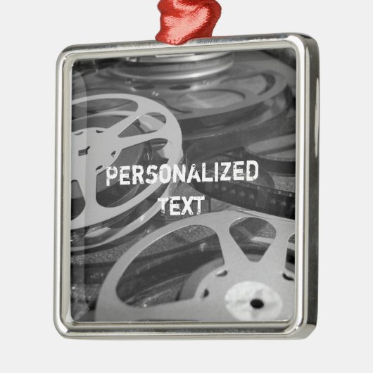 フィルムリール/ムービーリール名前をカスタムする メタルオーナメント (左)