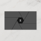 フィルム製作者ダークグレーシャッターレンズモダン 名刺 (正面)