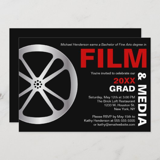 フィルム&メディア卒業パーティー招待状 招待状 (正面/裏面)