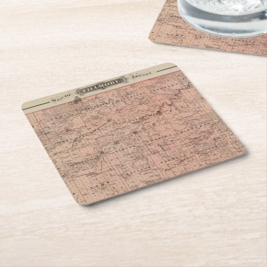 フィルモア郡、ミネソタの地図 スクエアペーパーコースター (アングル)