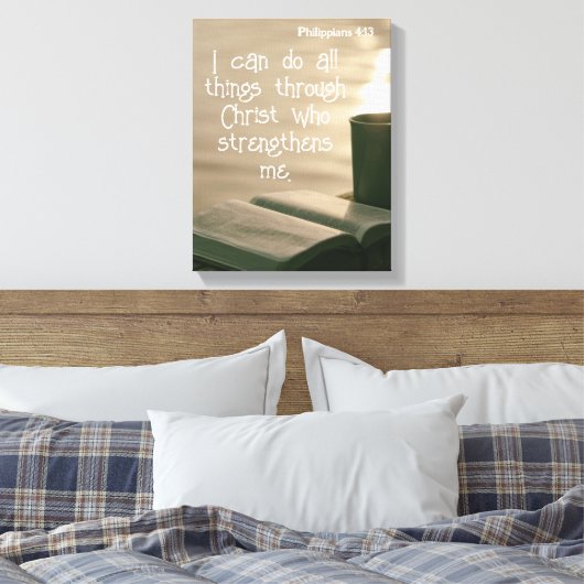 フィル4: 13 |バイブルやる気を起こさせる引用文Verse キャンバスプリント (インサイチュ (寝室))