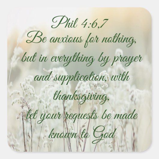 フィル4:6聖書の感動的引用文 スクエアシール (正面)