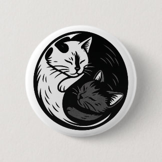 フィル・エルモアによるタキシード/黒猫の陰陽ボタン 缶バッジ