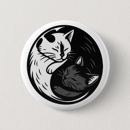 フィル・エルモアによるタキシード/黒猫の陰陽ボタン 缶バッジ (正面)