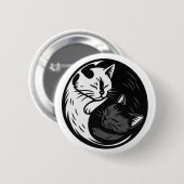 フィル・エルモアによるタキシード/黒猫の陰陽ボタン 缶バッジ (正面&裏面)