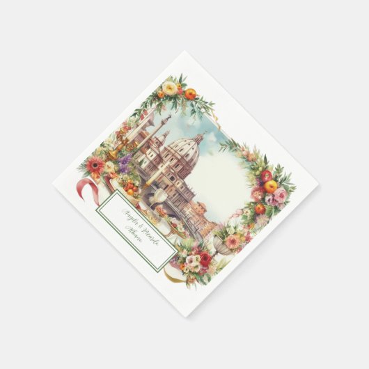 フィレエレガントイタリアンンスの結婚式招待状 スタンダードカクテルナプキン (角)